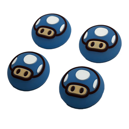 JenDore Blue Mushrooms Glow in the Dark 4Pcs Silicone Thumb Grip Caps for Nintendo Switch Pro , PS5 , PS4 , and Xbox 360 Controller