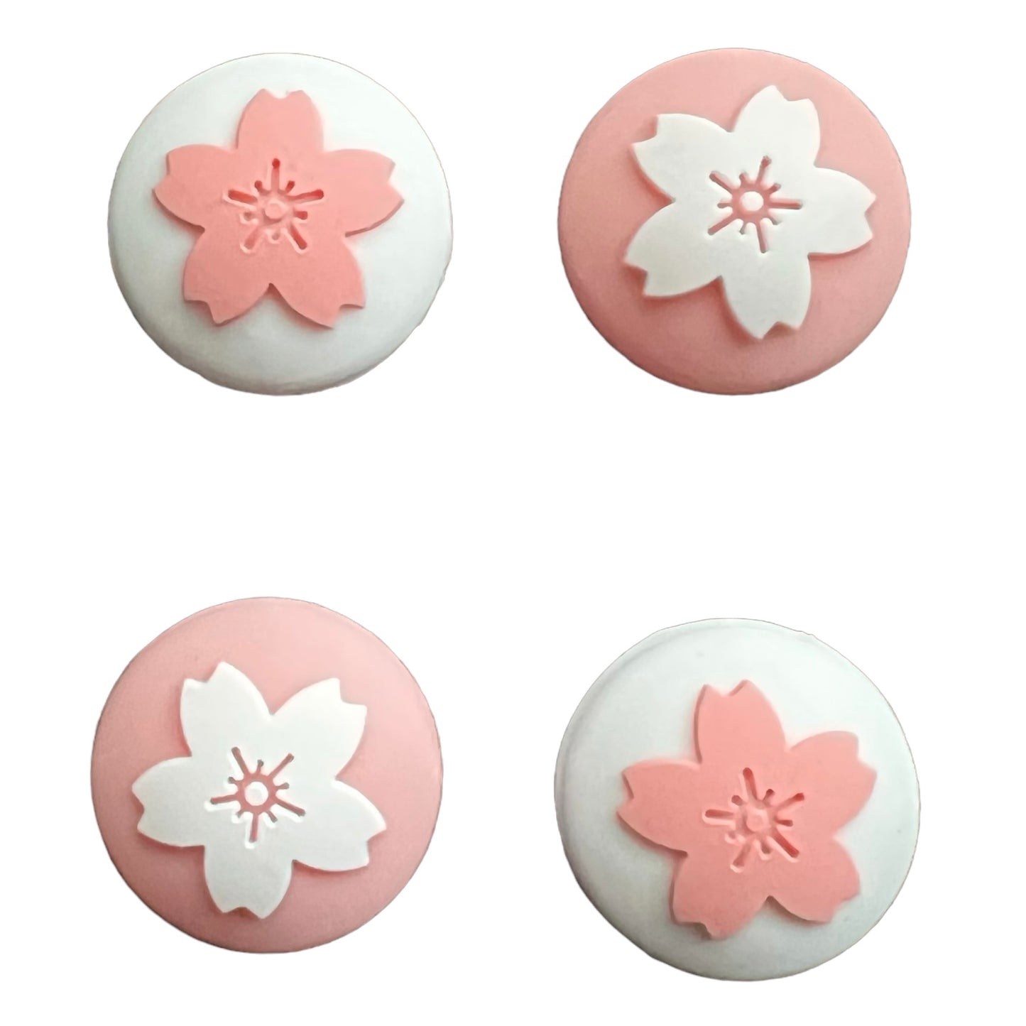 JenDore Pink White 4Pcs Flowers Silicone Thumb Grip Caps for Nintendo Switch