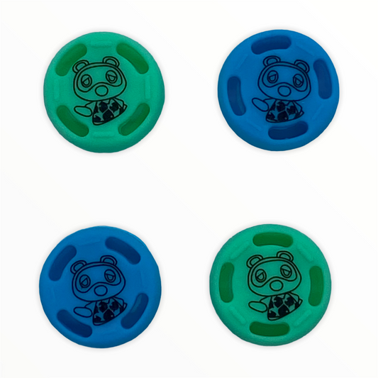 JenDore Verde y Azul 4 Piezas de Tapas de Agarre de Pulgar de Silicona de Mapache para Nintendo Switch