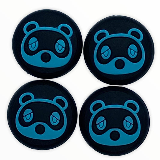 JenDore Azul Negro 4 Piezas Tapas de Agarre de Pulgar de Silicona de Mapache para Nintendo Switch