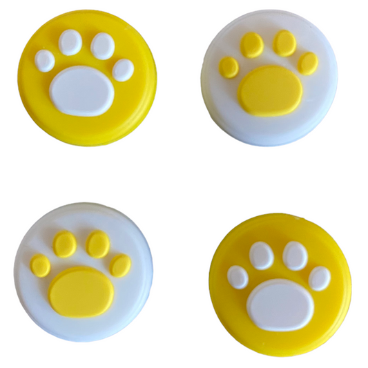 Jendore Yellow White Paw 4Pcs Capuchons de poignée en silicone pour Nintendo Switch