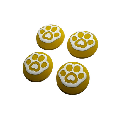 JenDore Yellow Glow in the Dark Paws 4Pcs Silicone Thumb Grip Caps for Nintendo Switch Pro, PS5, PS4, and Xbox 360 Controller