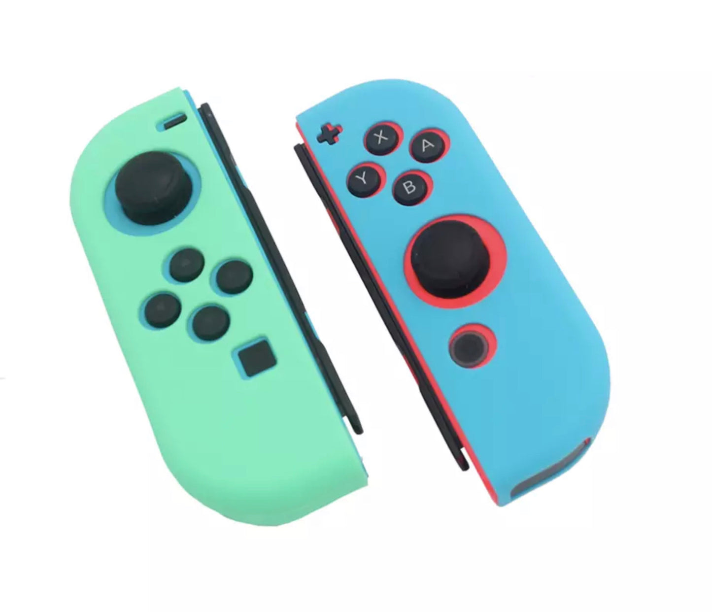 JenDore Fundas protectoras Joy-con de silicona azul y verde para Nintendo Switch