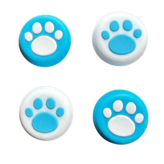 Jendore Blue White Paws 4Pcs Capuchons de poignée en silicone pour manette Nintendo Switch Pro, PS5, PS4 et Xbox 360