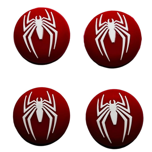 JenDore Red White Spiders 4Pcs Silicone Thumb Grip Caps for Nintendo Switch Pro, PS5, PS4, and Xbox 360 Controller