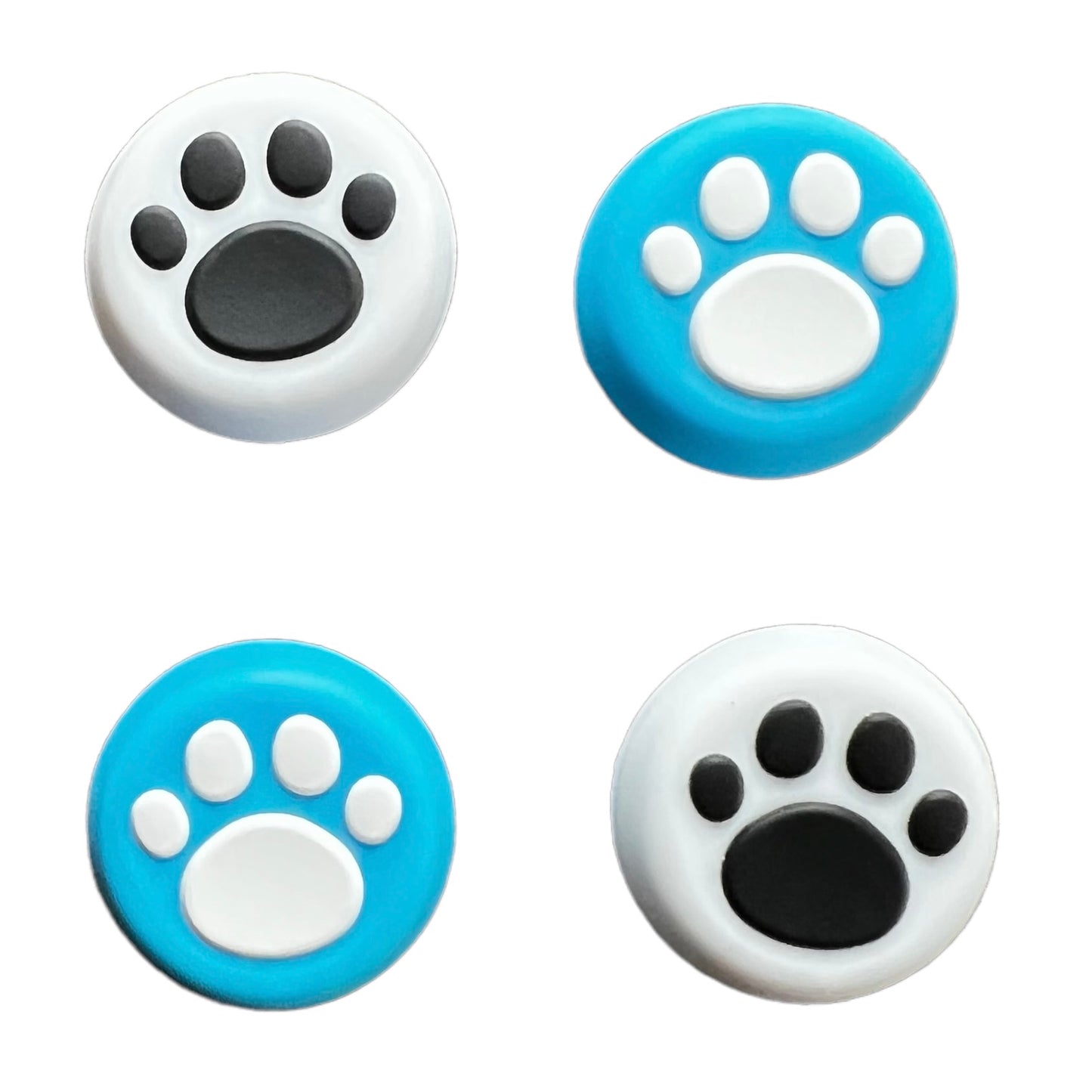 JenDore - 4 tapas de silicona para agarre de pulgar, color azul, blanco y negro, para mando de Nintendo Switch Pro, PS5, PS4 y Xbox 360