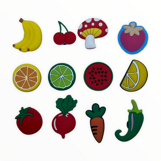 JENDORE Mezcla de Frutas y Verduras Lote 1 Amuletos de Zapatos para Pulseras o Zuecos 