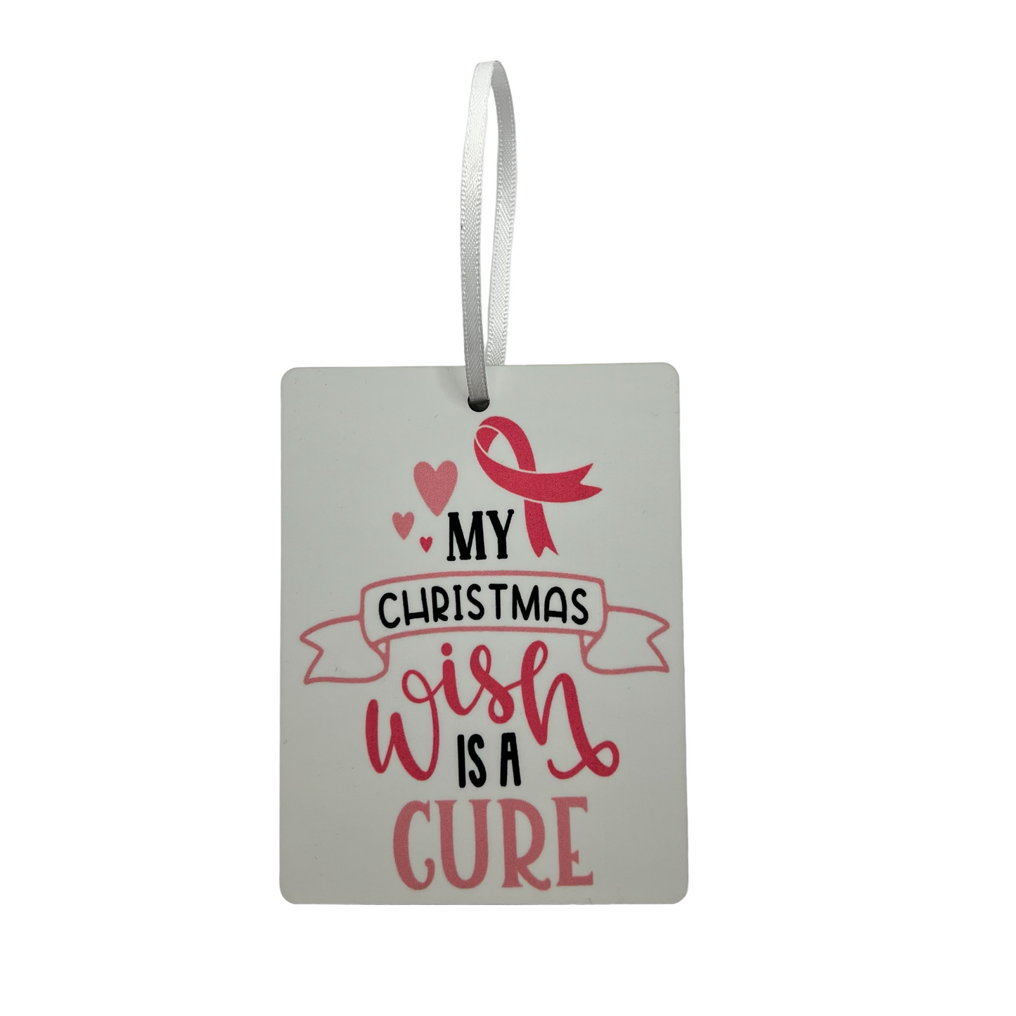 JenDore Handmade "My Christmas Wish is a Cure" Wood Christmas Ornament