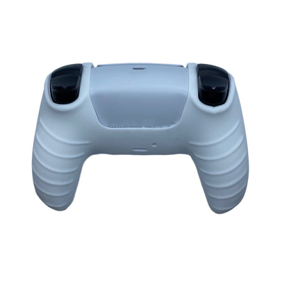 JenDore Controlador PS5 Carcasa protectora de silicona frontal lisa blanca