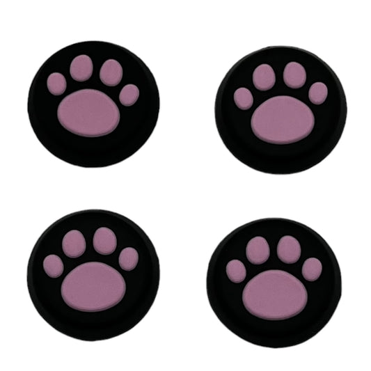 JenDore Pink Black Paws 4 tapas de silicona para agarre de pulgar para mando de Nintendo Switch Pro, PS5, PS4 y Xbox 360