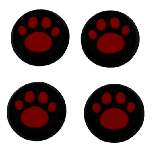 JenDore Red Black Paws 4Pcs Silicone Thumb Grip Caps for Nintendo Switch Pro , PS5 , PS4 , and Xbox 360 Controller