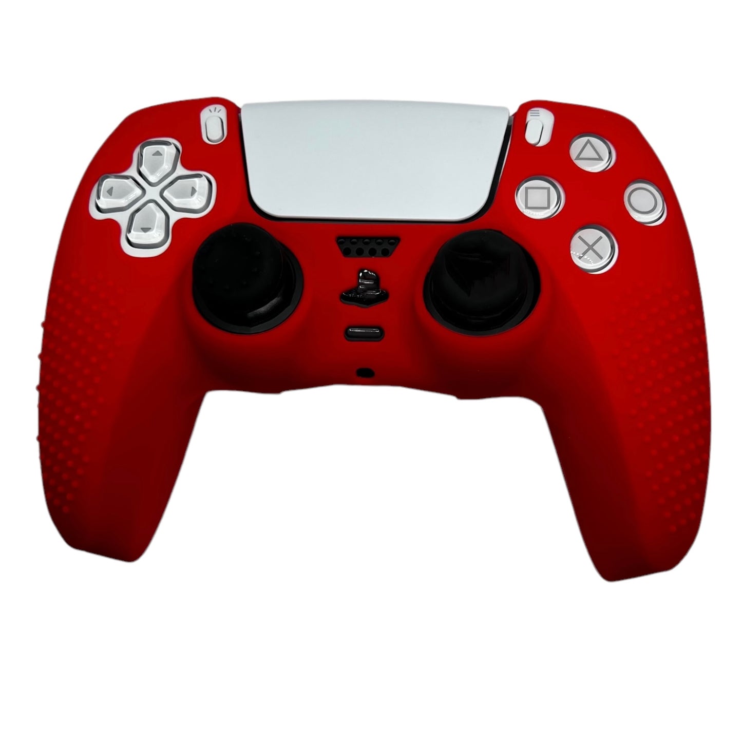 JenDore PS5 Controller Red Anti-slip Silicone Protective Skin Cover Shell