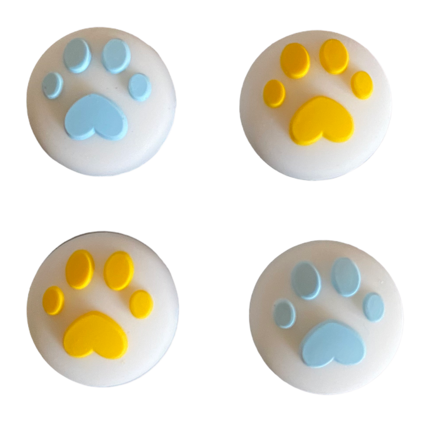 JenDore Yellow Blue White Paw 4Pcs Silicone Thumb Grip Caps for Nintendo Switch