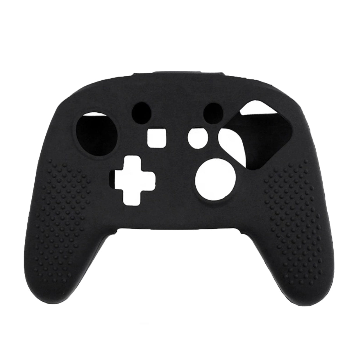 JenDore Black silicone anti-slip grip cover compatible with Nintendo Switch Pro Controller. Features a smooth textured surface for enhanced gaming control and protection.